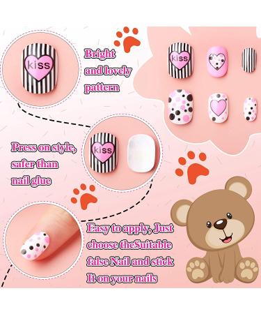 120 Pieces Kids Press on Nails | Sweet Pattern Fake Nails for Girls | Full Cover False Fingernails for Children | Nail Decoration Set - Buy Online on GoSupps.com