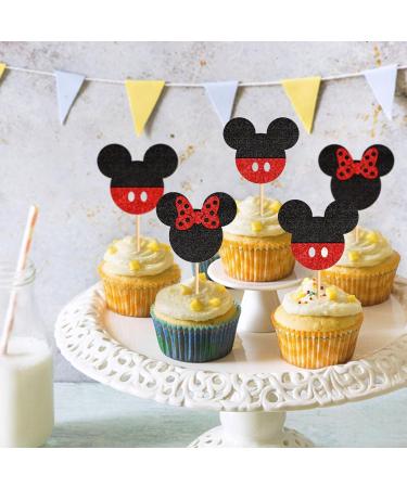 Ercadio 24 PCS Mouse Inspired Cupcake Toppers Glitter Black and Red Mouse Cupcake Picks Baby Shower Kids Boys Birthday Party Cake Decorations Supplies Red Mi Red - Buy Online on GoSupps.com