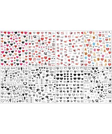 Valentines Day Nail Art Stickers Decals 8 Sheets JMEOWIO Self Adhesive Red Heart Love Kiss Lip Rose Flower Pattern DIY Design Nail Decoration for Women Girls - Buy Online on GoSupps.com