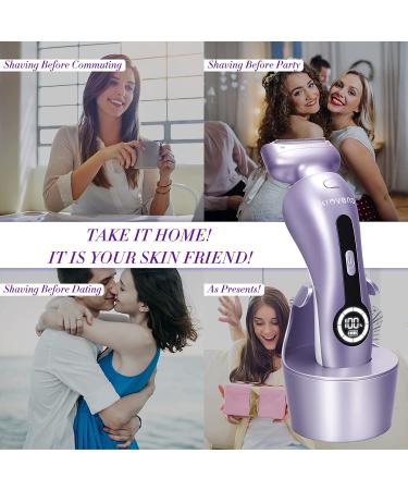 Women's Electric Shaver - Rechargeable Trimmer for Bikini, Legs, Underarms - Cordless Wet/Dry Use - Purple - Buy Online on GoSupps.com