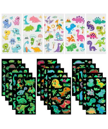 Dinosaurs Tattoos Temporary for Kids - 236 Styles Luminous Dino Patterns Waterproof Cartoon Fake Tattoos Stickers, Glow in The Dark Tattoo Decorations for Kids Boys Girls Party Supplies Favor (20 Sheets)