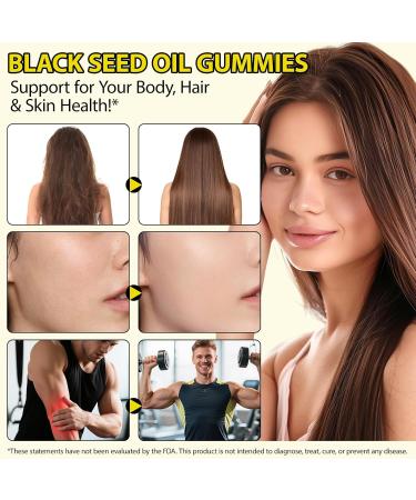 Black Seed Oil Gummies Pure Nigella Sativa for Skin Health & Immune Support Cold-Pressed Black Cumin Seed Oil 90 Gummy - Buy Online on GoSupps.com