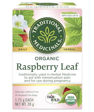 Traditional Medicinals - Organic Raspberry Leaf Herbal Women's Tea (Pack of 1) - Sustainably Sourced Fair Wild Red Raspberry Leaf - 16 Tea Bags Total