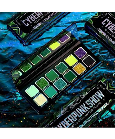  DE'LANCI DE'LANCI Green Eyeshadow Palette Blue Green Makeup Palette with Multichrome Glitter and Matte Finishes 12 Vibrant Colors Holographic Yellow Violet Highly Pigmented - Buy Online on GoSupps.com