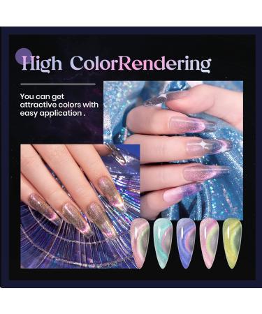 Mizhse Cat Eye UV Gel Nail Polish Set - 6 Vibrant Colors 9D Effect DIY Nail Art | Glitzer & Reflection | 10ml - Buy Online on GoSupps.com