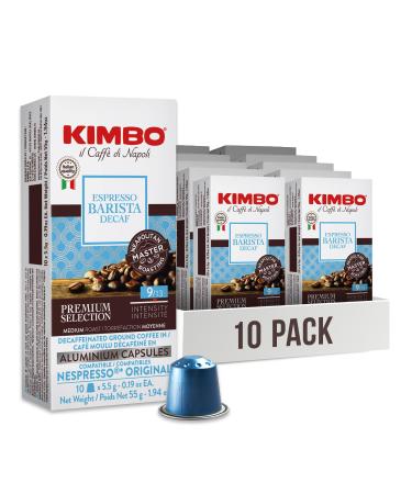 Kimbo Espresso Decaf Blend | 100 Count Nespresso Compatible All Aluminum Capsules | Medium Roast Intensity 9/13 | Roasted Blended and Made in Italy