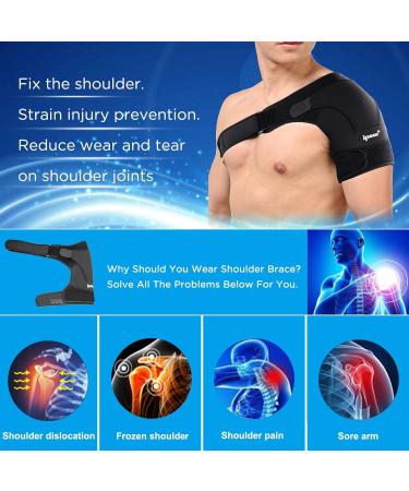 IPOW Adjustable Neoprene Shoulder Support Strap - Unisex Stability Bandage for Arthritic Shoulders & Luxation - Fits Left & Right - Buy Online on GoSupps.com