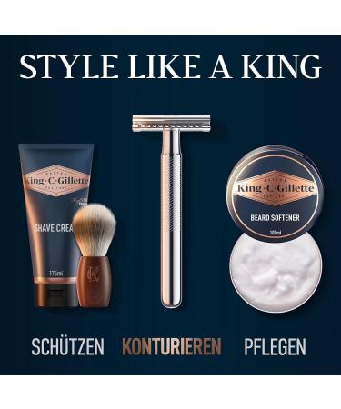 King C. Gillette Safety Razor & 5 Durable Blades - Perfect Gift for Men | Premium Wet Shaving Experience - Buy Online on GoSupps.com