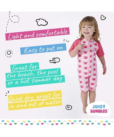 Juicy Bumbles Baby Swimsuit - Short Sleeve Toddler One Piece Swimming Costume (6 Months - 5 Years) - Crab Design - Buy Online on GoSupps.com