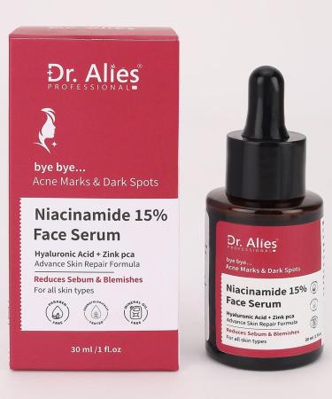 Dr. Alies Professional 15% Niacinamide Face Serum | Advanced Skin Clarifying with Hyaluronic Acid & Zinc PCA | Reduces Acne Marks and Blemishes | Anti-Acne Serum for Oily & Acne Prone Skin | 30ml - Buy Online on GoSupps.com