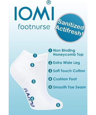 IOMI 3 Pack Extra Wide Non Binding Padded Cotton Diabetic Socks 10-12 White - Trainer Style - Buy Online on GoSupps.com