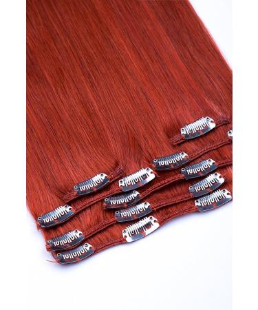 Shop Clip In Extensions Set - 100% Real Hair 7 Pieces 70g 55cm - #350 Copper - International Shipping Available - Buy Online on GoSupps.com