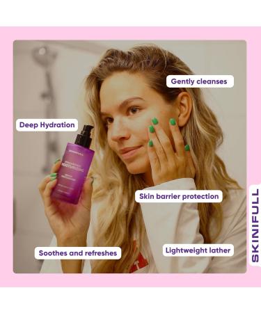 Skinifull Gentle Hydrating Face Cleanser | For Oily to Sensitive Skin | Non-Comedogenic | with Sodium Hyaluronate & Betaine | Glass Bottle Travel size | Lightly Foaming - Buy Online on GoSupps.com