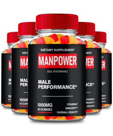 Man Power Hemp Gummies with Hemp Seeds Organic Extract ManPower Hemp Gummy - Extra Strength Health and Wellness Support ManPower Advanced with Hemp Oil Man Power Reviews (5 Pack)