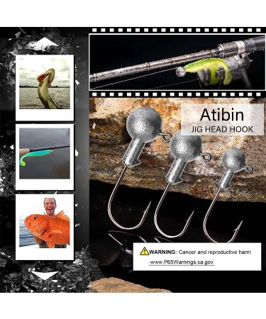 Atibin 1/4oz. Saltwater & Freshwater Jig Head Hooks - 25pcs | Round Ball Fishing Jigs - Buy Online on GoSupps.com