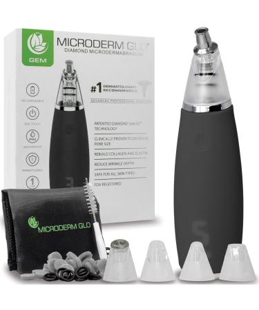 Microderm GLO GEM Diamond Microdermabrasion and Suction Tool - Best Pore Vacuum for Skin Toning - #1 Advanced Facial Treatment Machine - Promotes Collagen Production for Tone, Bright & Clear Skin Black