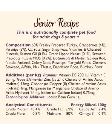 Lily's Kitchen Natural Senior Dog Food Wet Tins - Senior Recipe with Turkey - Complete Meal Recipes (6 Tins x 400g) Turkey 400 g (Pack of 6) - Buy Online on GoSupps.com