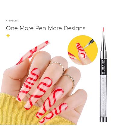 Burano Gel Nail Art Liner Set - 6 Colors Black White Red Silver Gold - UV/LED Soak Off Polish Kit with Thin Brush - Buy Online on GoSupps.com