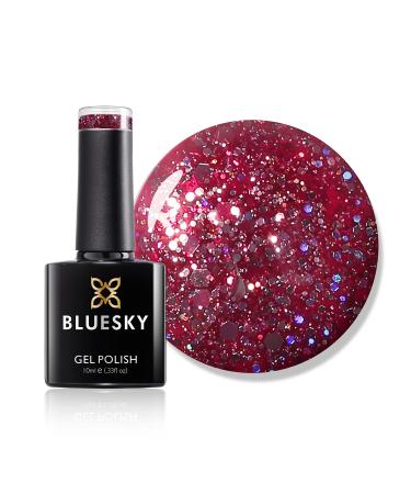 Bluesky Gel Nail Polish Merlot Red Blz12 Dark Glitter Merlot Red Long Lasting Chip Resistant 10 ml (Requires Drying Under UV LED Lamp)