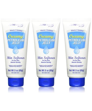 Creamy Petroleum Jelly Hand Cream for Dry Rough Skin 3 oz each (3 pack) Absorbs Quickly Multi Pack Softly Scented