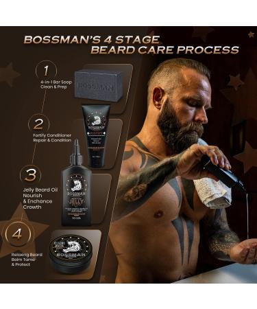 Bossman Relaxing Beard Balm - Stagecoach Scent - USA Made Beard Care Product - Buy Online on GoSupps.com