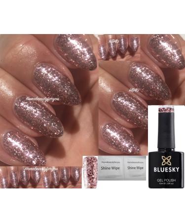 Bluesk Pink Glitter Rose Mist Light Nail Gel Polish KS4049 UV LED Soak Off