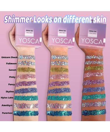 Yosca Holographic Body Glitter Gel 30ML - Mermaid Sequins Chunky Powder for Women, Hair, Festival Makeup - Pearl - Buy Online on GoSupps.com