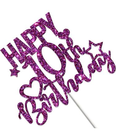 Tenhaisi Glitter Purple Happy 10th Birthday Cake Topper 10 and Fabulous Cake Topper - 10th Happy Birthday Party Decoration - Hello 10-10 Years Birthday/Wedding Anniversary Party Supplies - Buy Online on GoSupps.com