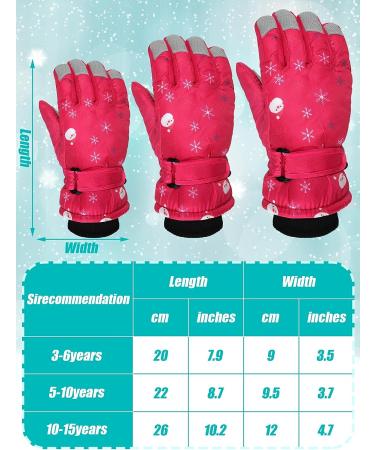 Kids Winter Ski Gloves - Waterproof Snow Mittens for Boys Girls, Pink & Watermelon Red, 5-10 Years - Buy Online on GoSupps.com