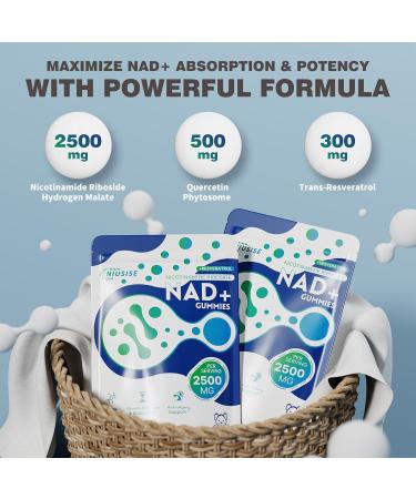 NIUSISE NAD Gummies Sugar Free NAD+ Supplement with Liposomal Nicotinamide Riboside Resveratrol Quercetin NAD Supplement for Anti-Aging Energy Cellular Health Blueberry Flavor 60 Gummies - Buy Online on GoSupps.com