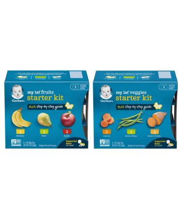 Gerber My 1st Fruits and Veggies Stage 1 Baby Food Starter Pack Bundle, 2 items, 2 Ounce Tubs, (12 Tubs Total)