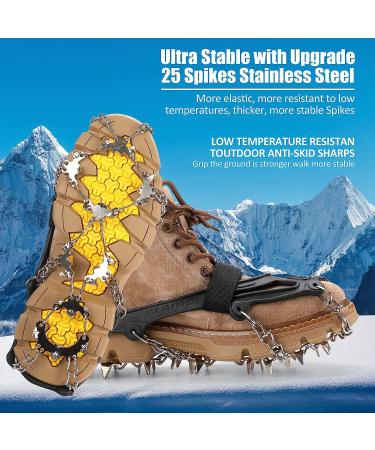 Qinkada 25 Stainless Steel Snow Traction Spikes for Boots - Anti-Slip Cleats for Hiking, Fishing, Climbing | Medium Size - Buy Online on GoSupps.com