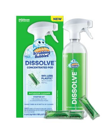 Scrubbing Bubbles Dissolve Concentrated Pod Bathroom Cleaner, Starter Kit, 1 Reusable Bottle, 3 Concentrated Dissolvable Pods