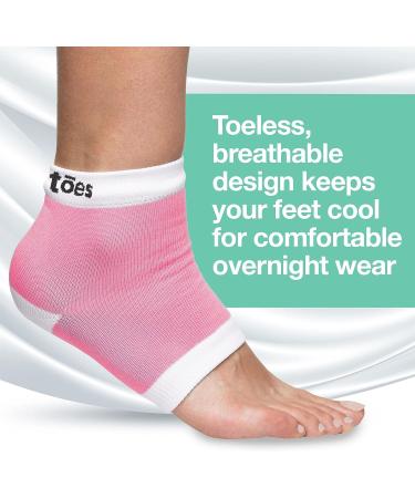 ZenToes Moisturizing Heel Socks - 2 Pairs Gel Lined Toeless Spa Socks for Dry, Cracked Heels - Heal While You Sleep - Regular Pink - Buy Online on GoSupps.com