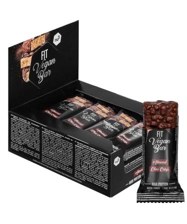 nu3 Vegan Protein Bar Almond Choc Crisps 12 x 50g - Protein bar with 12.2g protein per bar - only 1.2g sugar per protein bar - soy and palm oil free - gluten free