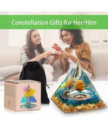 HuiJuKeJi Taurus Orgonite Pyramid - 12 Zodiac Constellations & Tiger Eye Crystal Birthstone for Energy Healing and Chakra Meditation - Buy Online on GoSupps.com