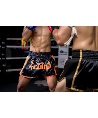 Paosing Muay Thai Logo Shorts - Blue/Orange (Medium-Large) | Official Muay Thai Apparel - Buy Online on GoSupps.com