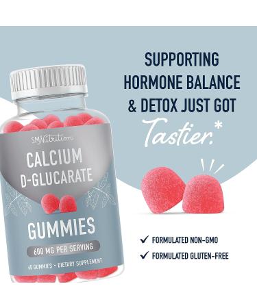 Calcium D-Glucarate Gummies 600MG for Hormone Balance, Clear Skin, Liver Health & Detox Support | Raspberry Flavored Non-GMO Gummy Supplement - 60 Ct - Buy Online on GoSupps.com