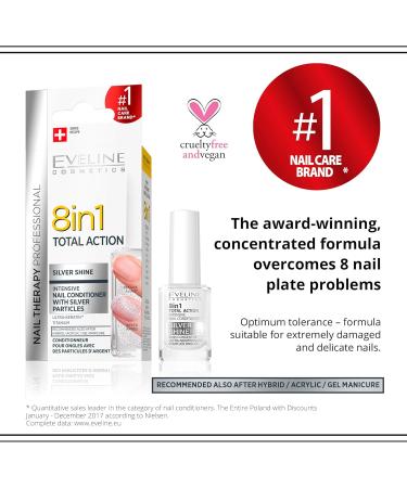 Eveline 8 In1 Total Action Intensive Nail Conditioner Silver Shine 12ml - Buy Online on GoSupps.com