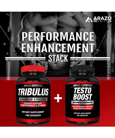 TestoBoost Test Booster Supplement - Potent  Natural Herbal Pills - Boost Muscle Growth - Tribulus Horny Goat Weed Hawthorn Zinc Minerals - Arazo Nutrition - Buy Online on GoSupps.com