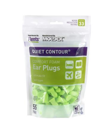 Flents Foam Ear Plugs  55 Pair for Sleeping  Snoring  Loud Noise  Traveling  Concerts  Construction  & Studying  Contour to Ear  NRR 33  Green  Made in the USA 55 Pair Green