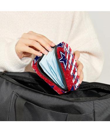 Portable Women's Bandages Storage Bag - Menstrual Pad & Tampon Zipper Bag for Teens & Women - Striped Star Multicolored Red - Buy Online on GoSupps.com