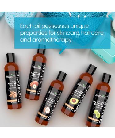 Skinsations Carrier Oil Variety Pack | Body Hair & Massage Oils - Sweet Almond Grapeseed Hazelnut Avocado Coconut MCT | Best for International Shipping - Buy Online on GoSupps.com