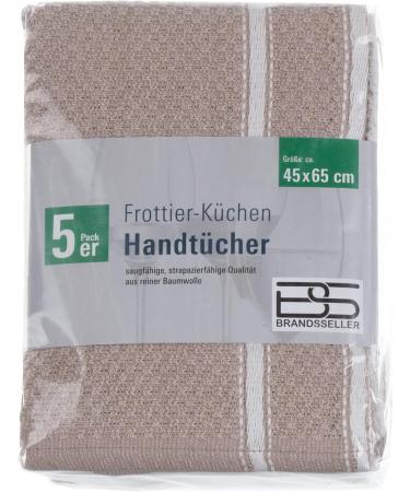 Brandselle 5 Pack Terry Kitchen Towels - 100% Cotton Absorbent & Quick-Drying 45x65 cm Beige - Ideal for International Shipping - Buy Online on GoSupps.com