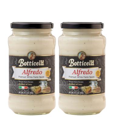Alfredo Premium Italian Pasta Sauce by Botticelli, 14.5oz Jars (Pack of 2) - Product of Italy - Gluten-Free - Made with Real Italian Cheeses - Roman-Style Recipe 14.5 Ounce (Pack of 2)