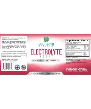 Buy Best Earth Naturals Electrolyte Support Supplement - Vitamin D Calcium Magnesium & More - 30 Capsules for Optimal Electrolyte Balance - Buy Online on GoSupps.com