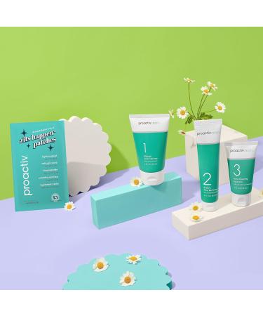 Proactiv Clean 3 Step Acne Treatment Kit - Sulfur Cleanser Azelaic Acid Serum & Moisturizer for Acne Prone Skin - 30 Day Supply + Zits Happen Pimple Patches - Buy Online on GoSupps.com