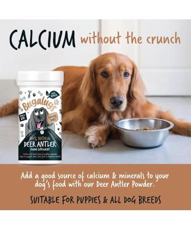 Bugalugs Deer antlers Supplement dog food toppers Powder for Dogs & puppy high in protein dog food fibre vitamins & minerals. 100% Natural reindeer antlers dog supplements use with licky mat (70g) 70 g (Pack of 1) - Buy Online on GoSupps.com