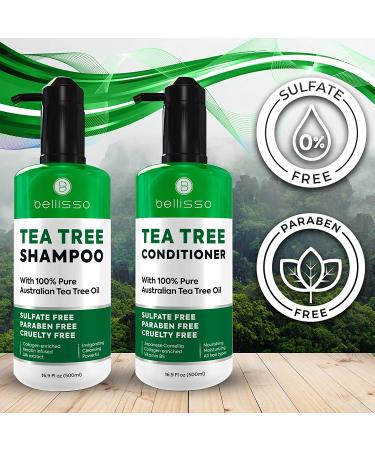 Tea Tree Oil Shampoo & Conditioner Set | Anti-Dandruff, Sulfate & Paraben Free, Itchy Scalp Treatment for Men & Women - 2 x 16.9 Fl Oz - Buy Online on GoSupps.com