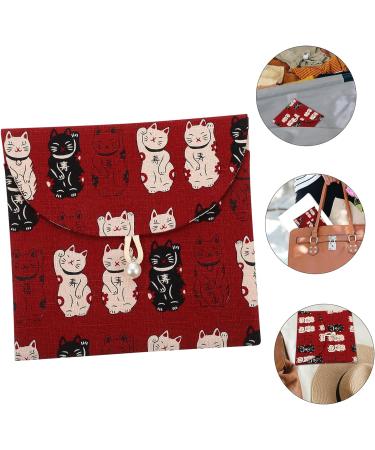 Healifty Womens Wallets Lucky Cat Storage Bag Ladies Purses Diaper Bag Organizer Womens Toiletry Bag s Coin Purse Napkin Bag Change Purse Wallet Travel Menstrual Pad Holder Storage Pouch Red 14X13CM - Buy Online on GoSupps.com